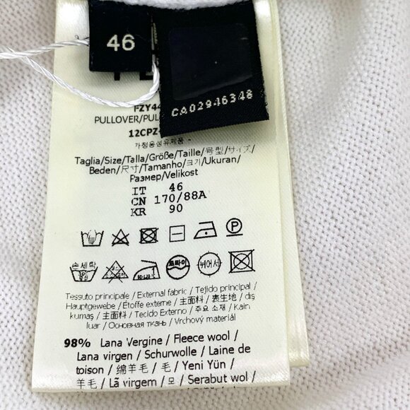 Fendi White Wool Knit Round-Neck Short-Sleeve T-Shirt With Double F Logo Size 46 - Picture 5 of 6